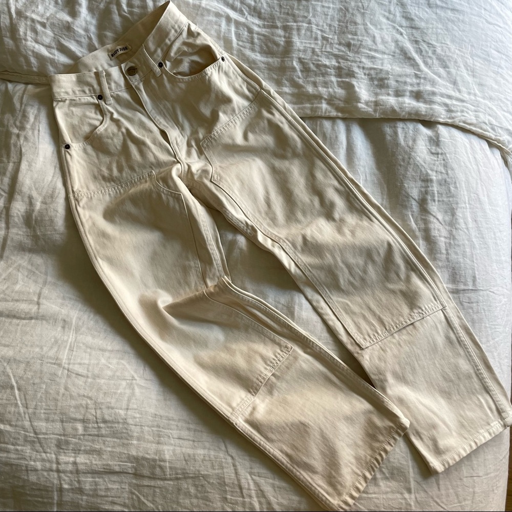 RUDY JUDE cream double knee utility jean